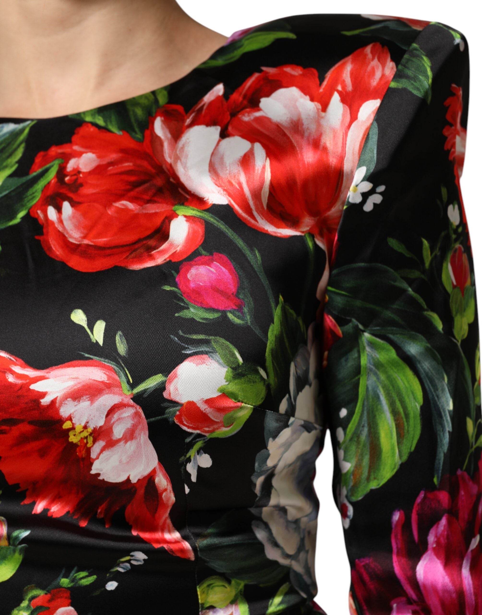 Svart blommig Fiori Pittorici Bodycon Klänning