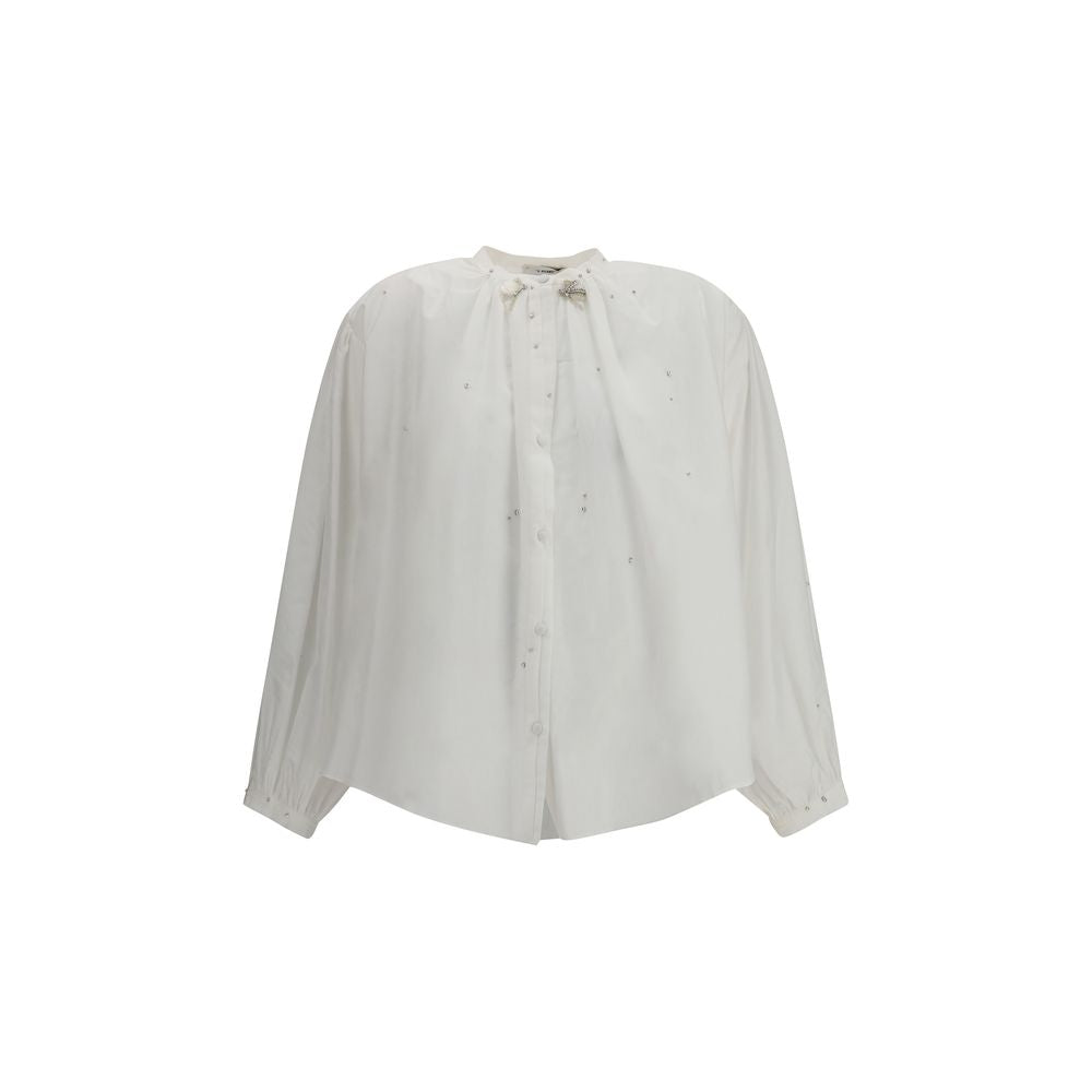 Voileskjorta med broderi