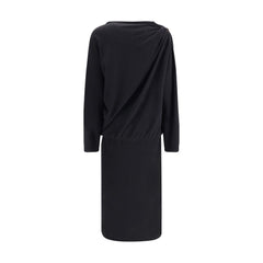 Fabiana Filippi Black Fleece Wool Casual Dress