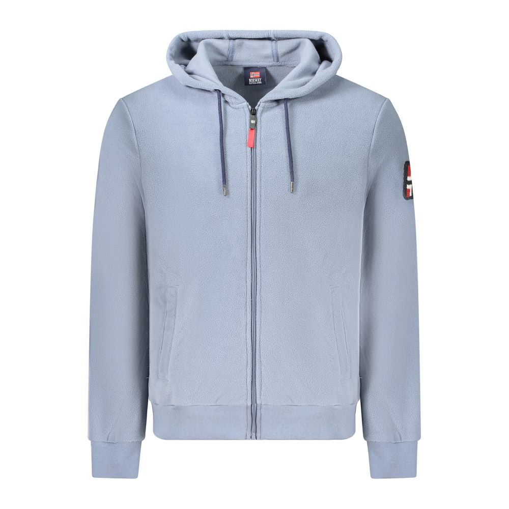 Blå polyester hettegenser for menn