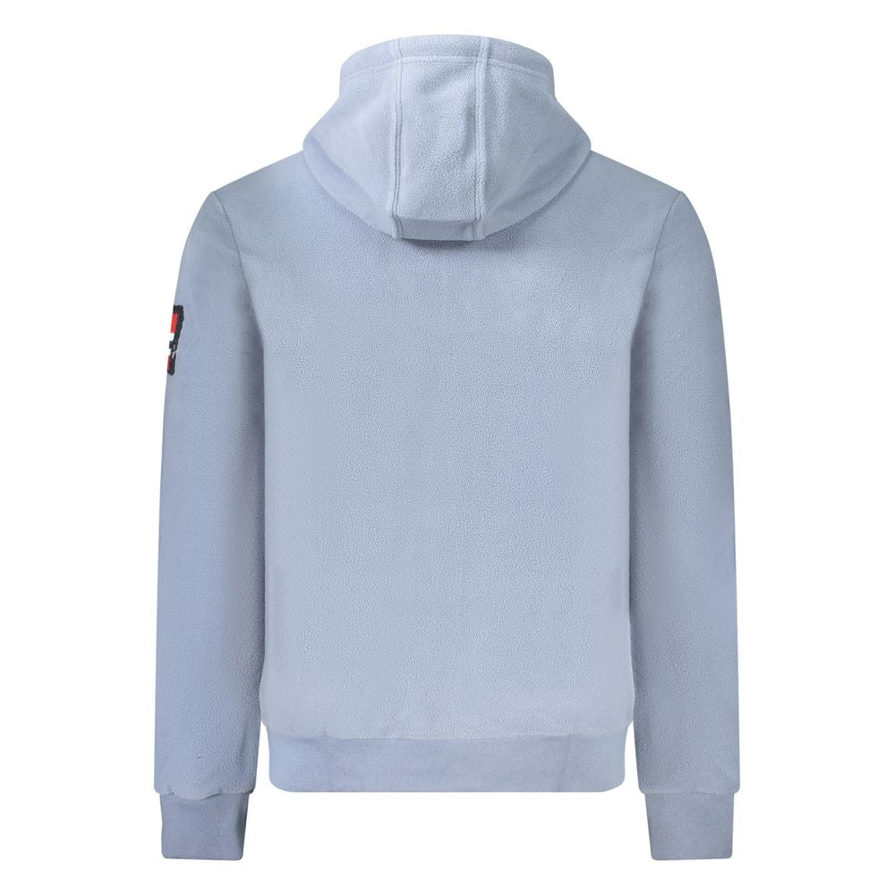 Blå polyester hettegenser for menn