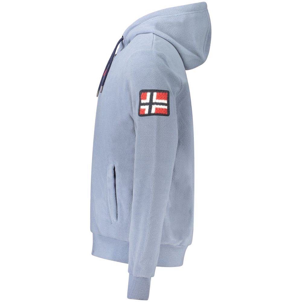 Blå polyester hettegenser for menn