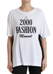 Dolce & Gabbana White Cotton 2000 Fashion Print Logo T-shirt
