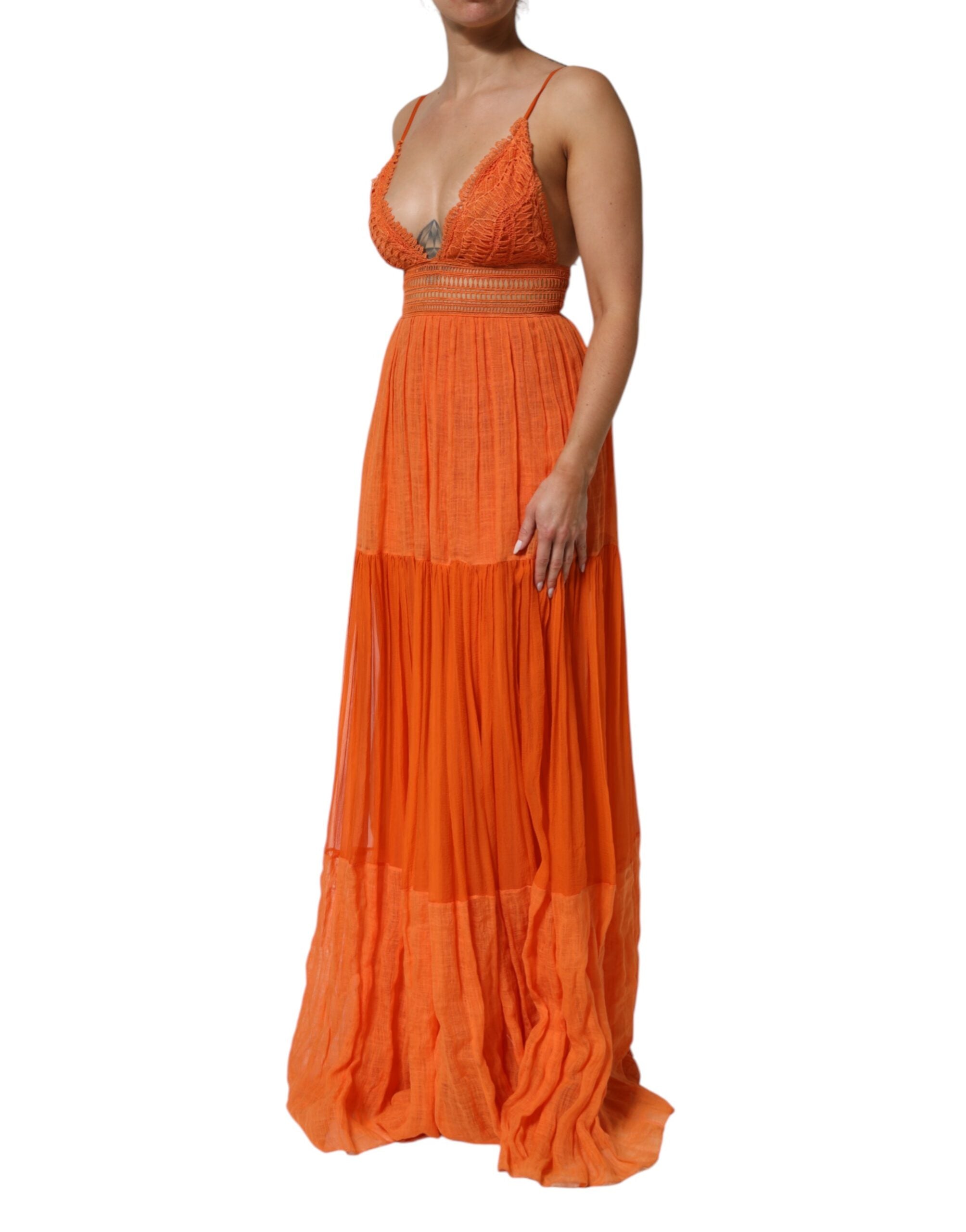 Orange Spets Bustier Layered Maxiklänning