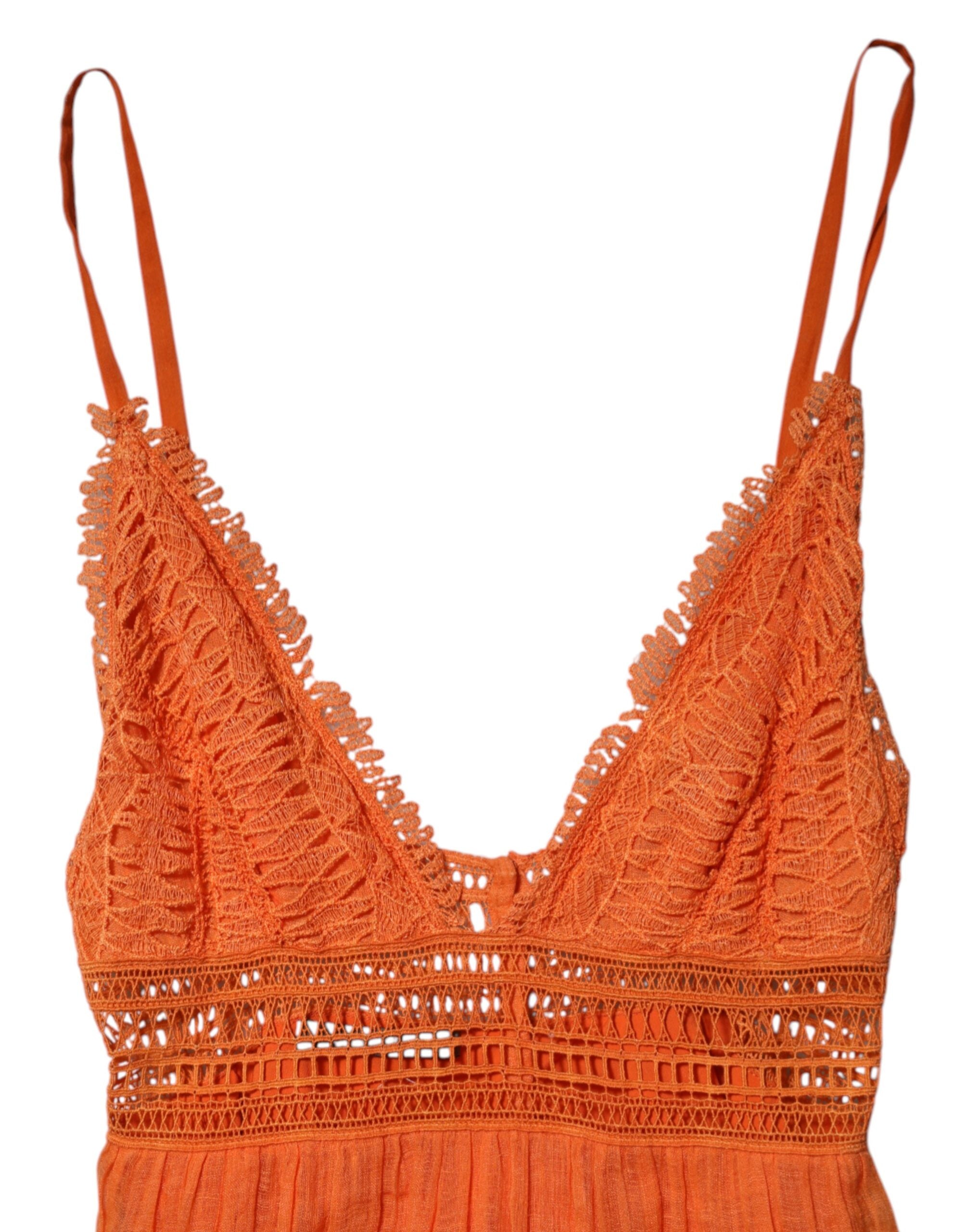 Orange Spets Bustier Layered Maxiklänning
