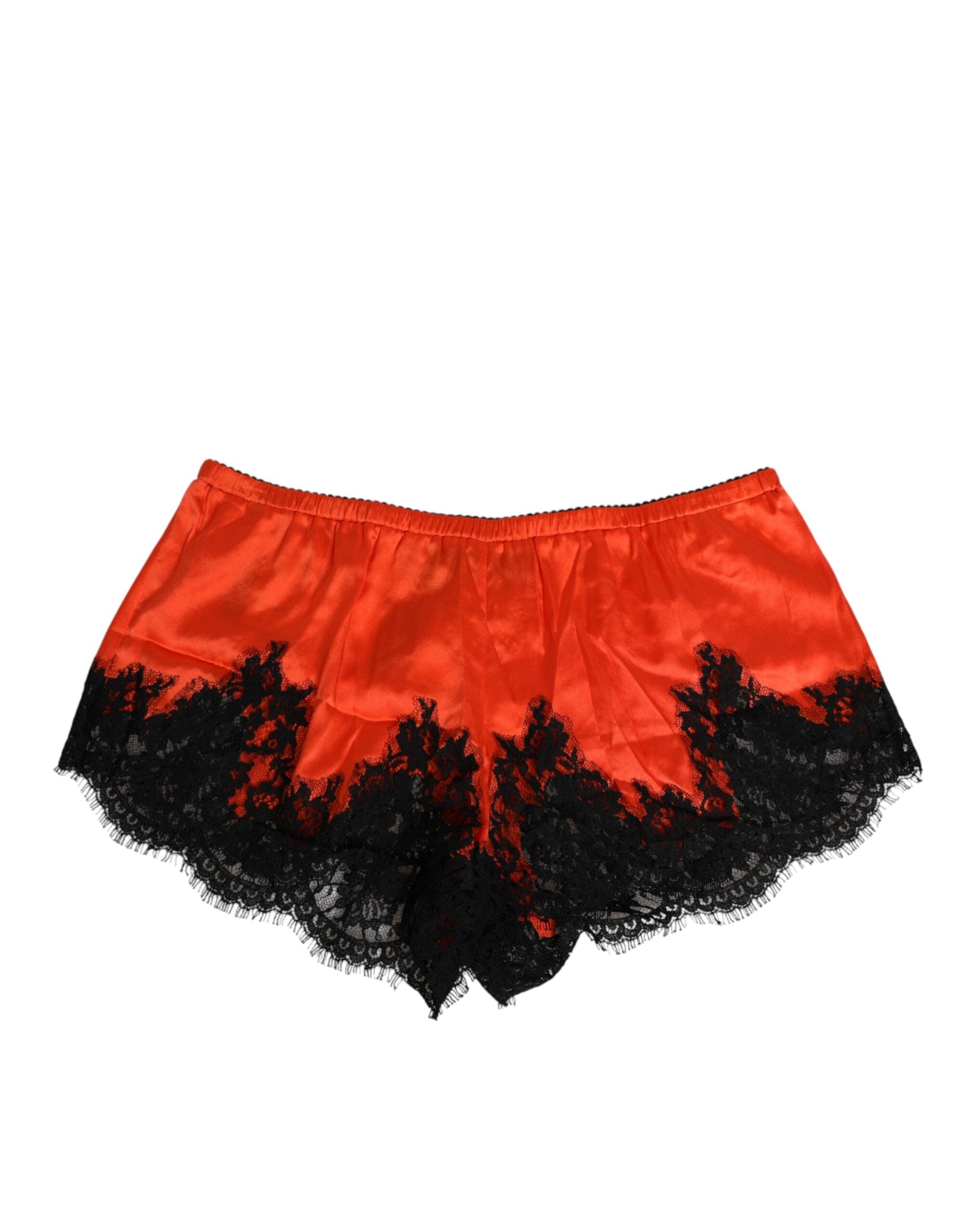Röda sidenssatin spets shorts underkläder