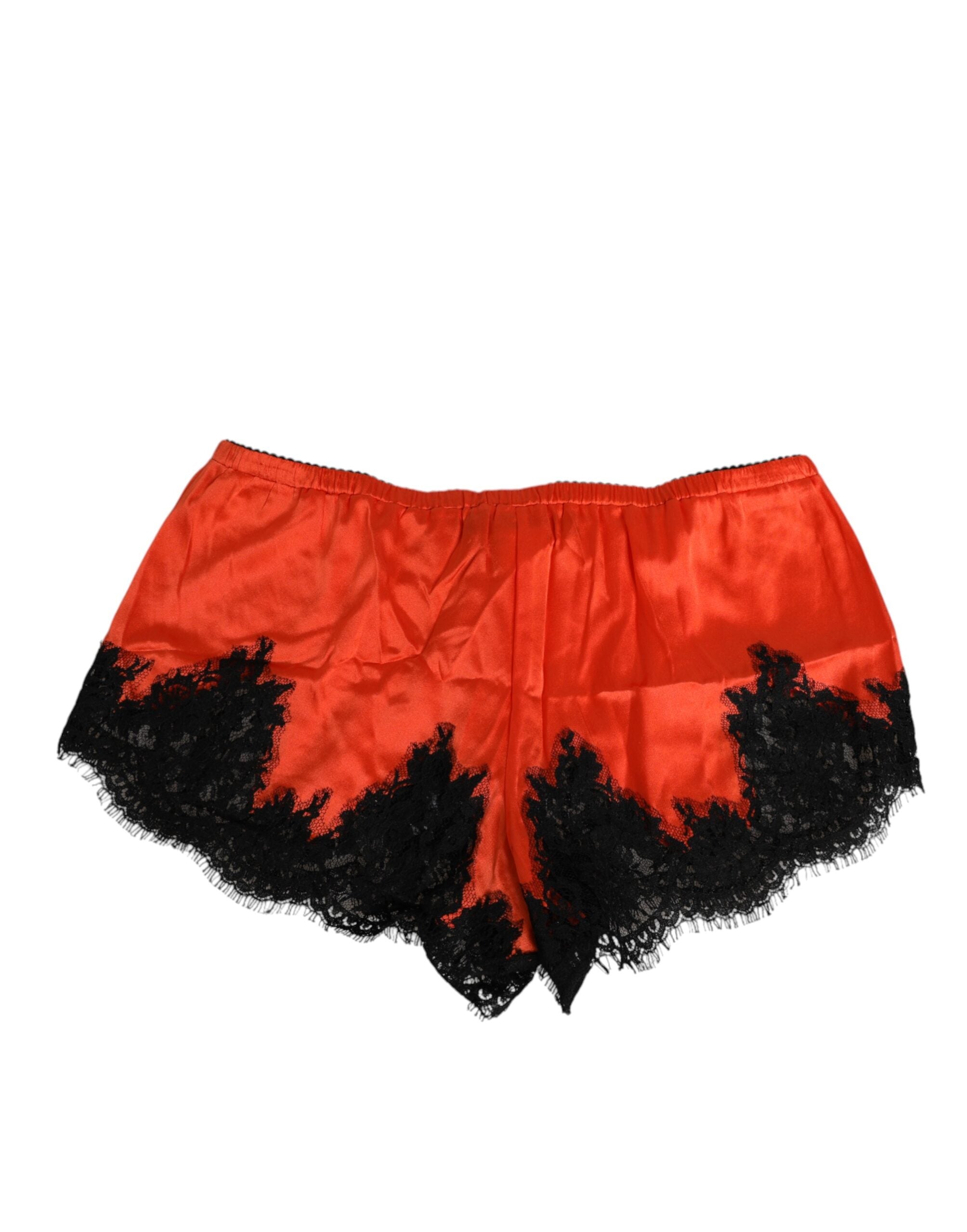 Röda sidenssatin spets shorts underkläder