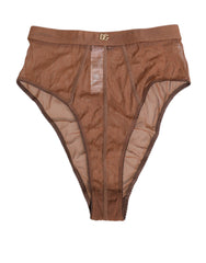 Dolce & Gabbana Brown Sheer Mesh High Waist Briefs Underwear