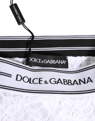 Dolce & Gabbana White Lace Slip Brief Logo Waistband Underwear