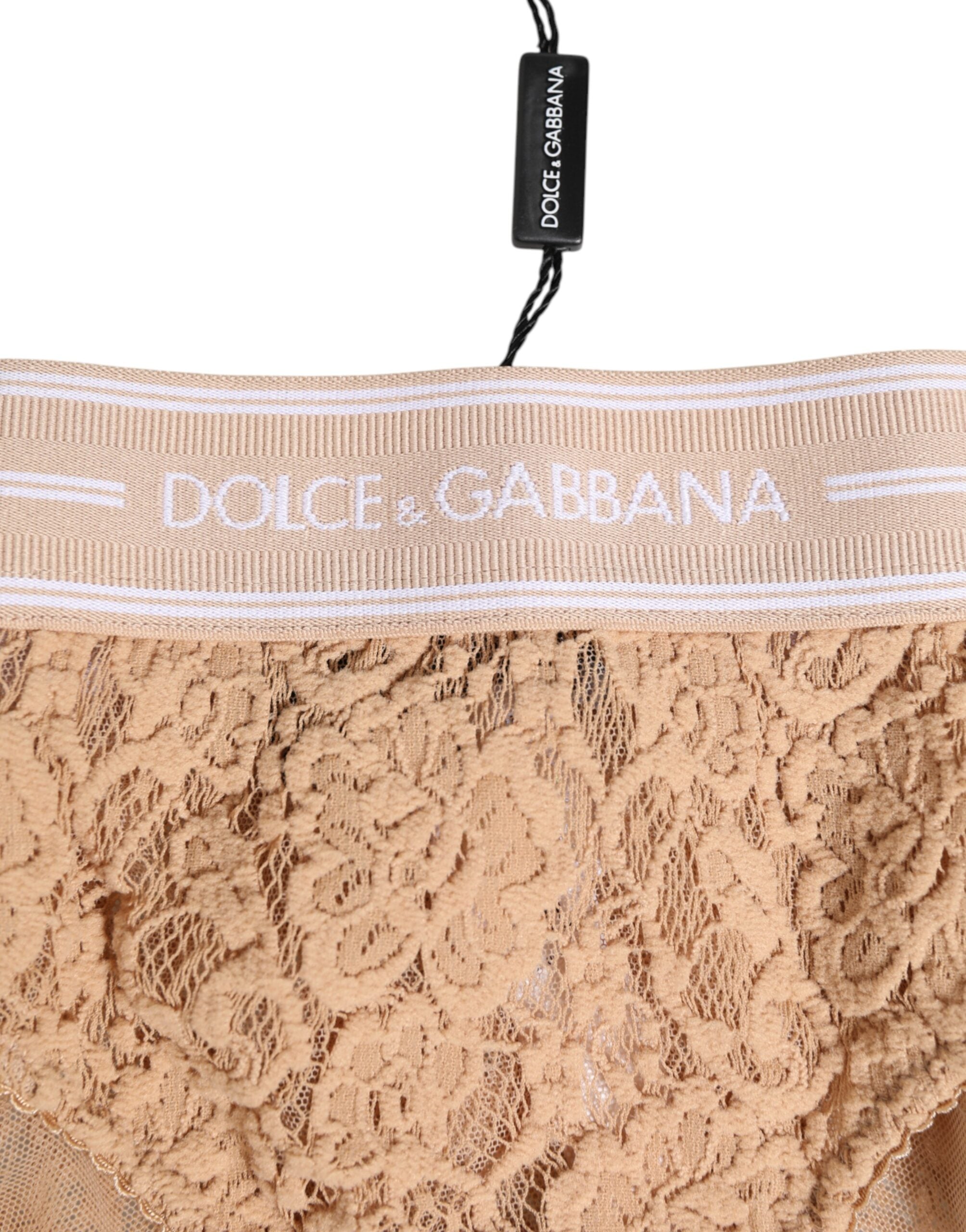 Beige spetsunderkläder med Brasiliano-logotyp och linning