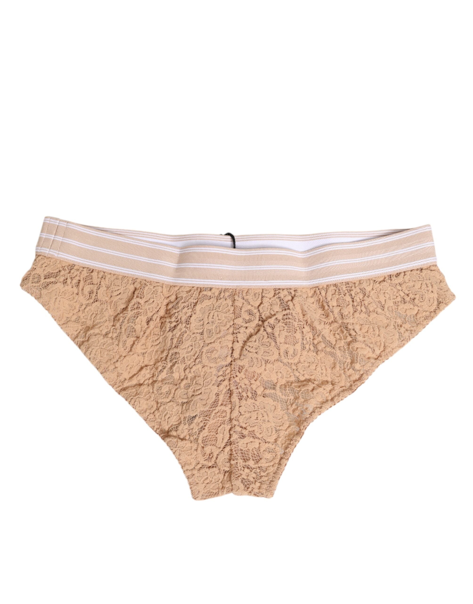Beige spetsunderkläder med Brasiliano-logotyp och linning