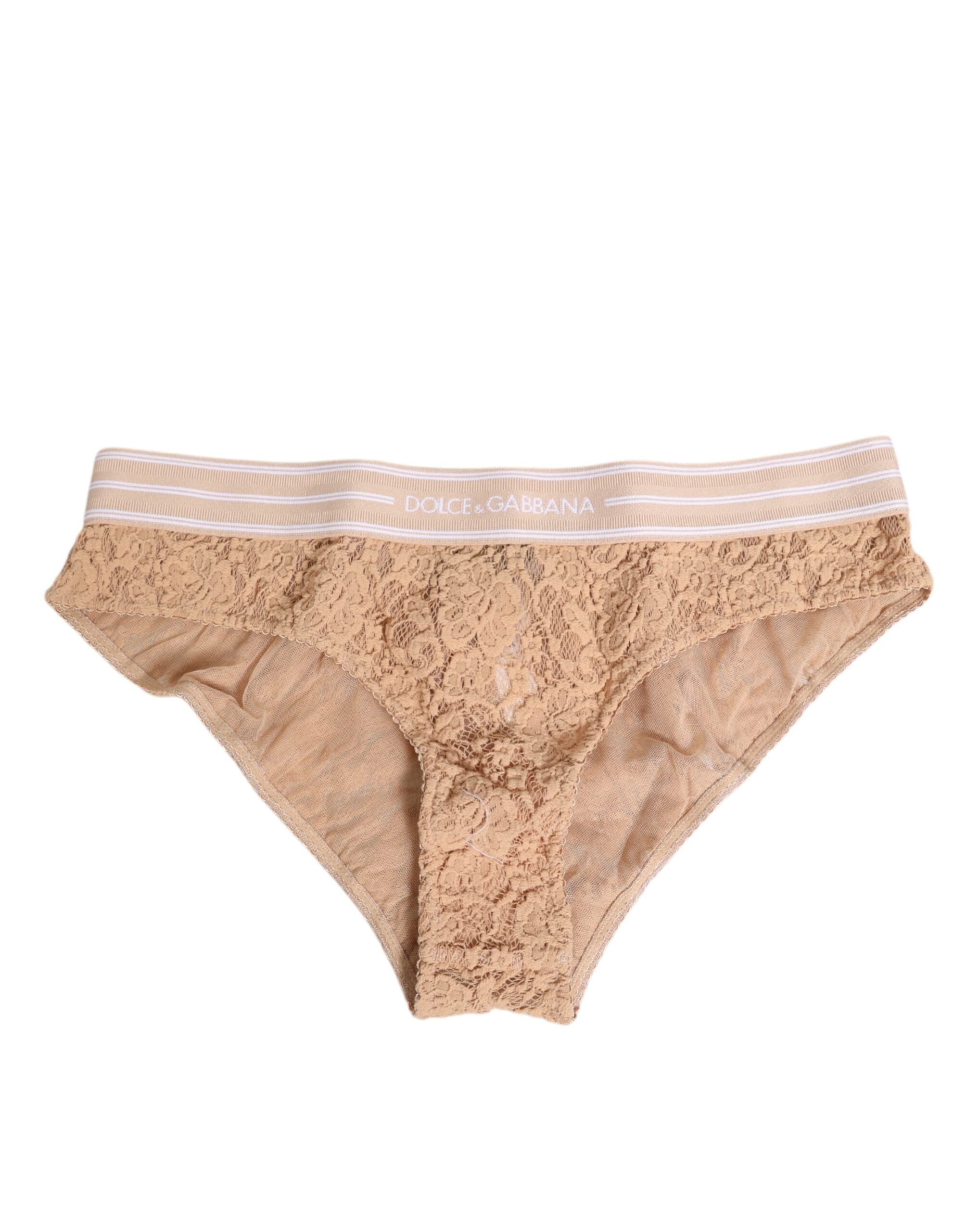 Beige spetsunderkläder med Brasiliano-logotyp och linning