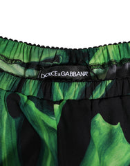 Dolce & Gabbana Black Green Tropical Print Lace Underwear