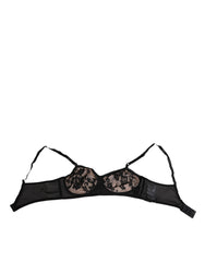 Dolce & Gabbana Black Nude Floral Lace Sheer Bra Underwear