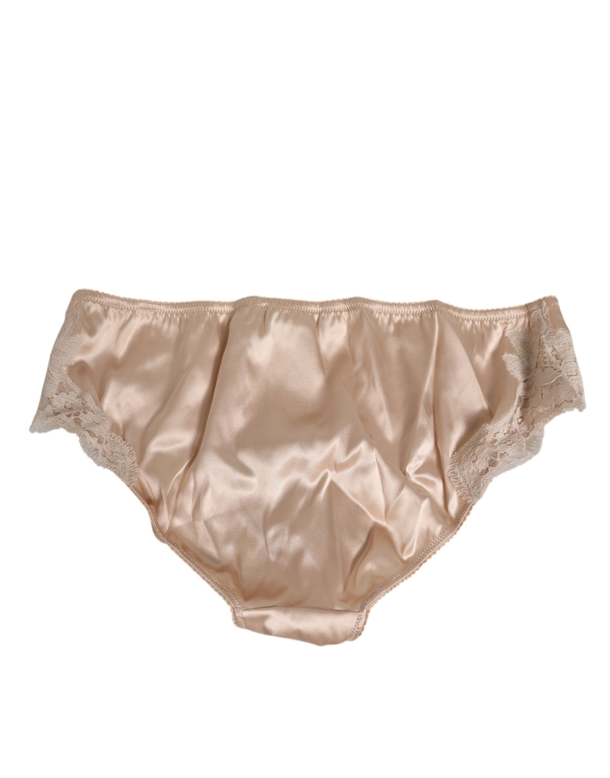 Rosy Beige Siden-Satin Spetskant Trosunderkläder