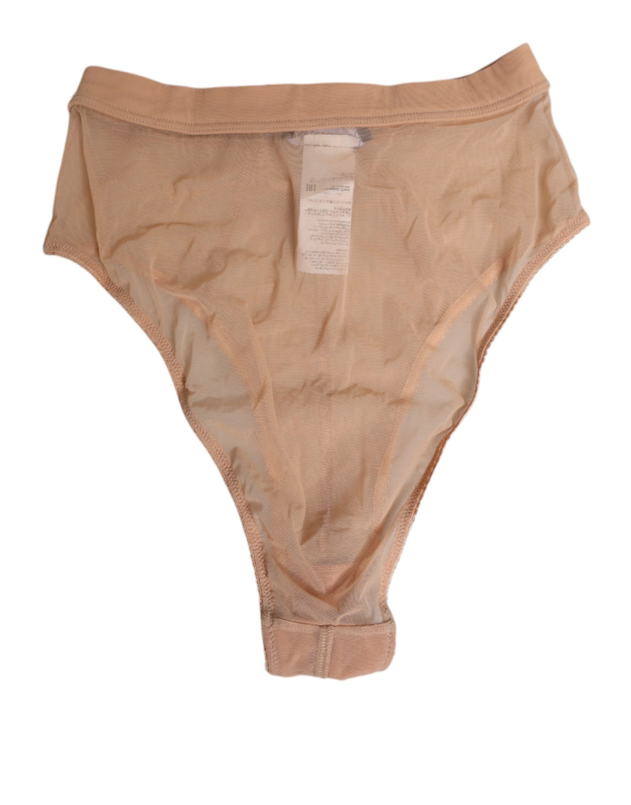 Beige Transparenta Mesh-Trosor med Hög Midja