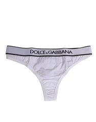 Dolce & Gabbana White Logo Waistband Modal Cotton Thong  Underwear