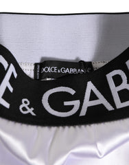 Dolce & Gabbana White Satin High-Waist Black Logo Women Underwear