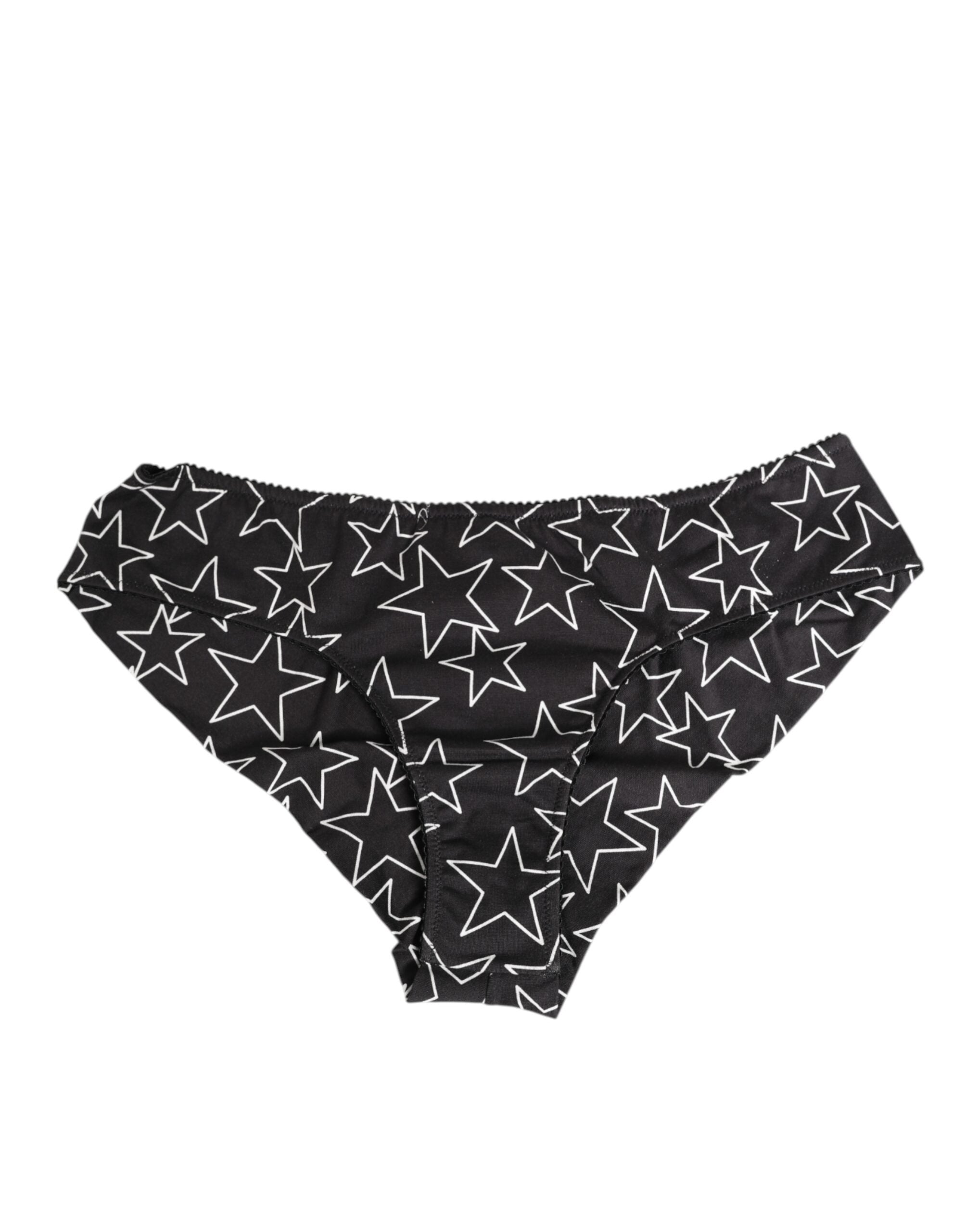Dolce & Gabbana Black White Star Print Cotton Slip Panty Underwear