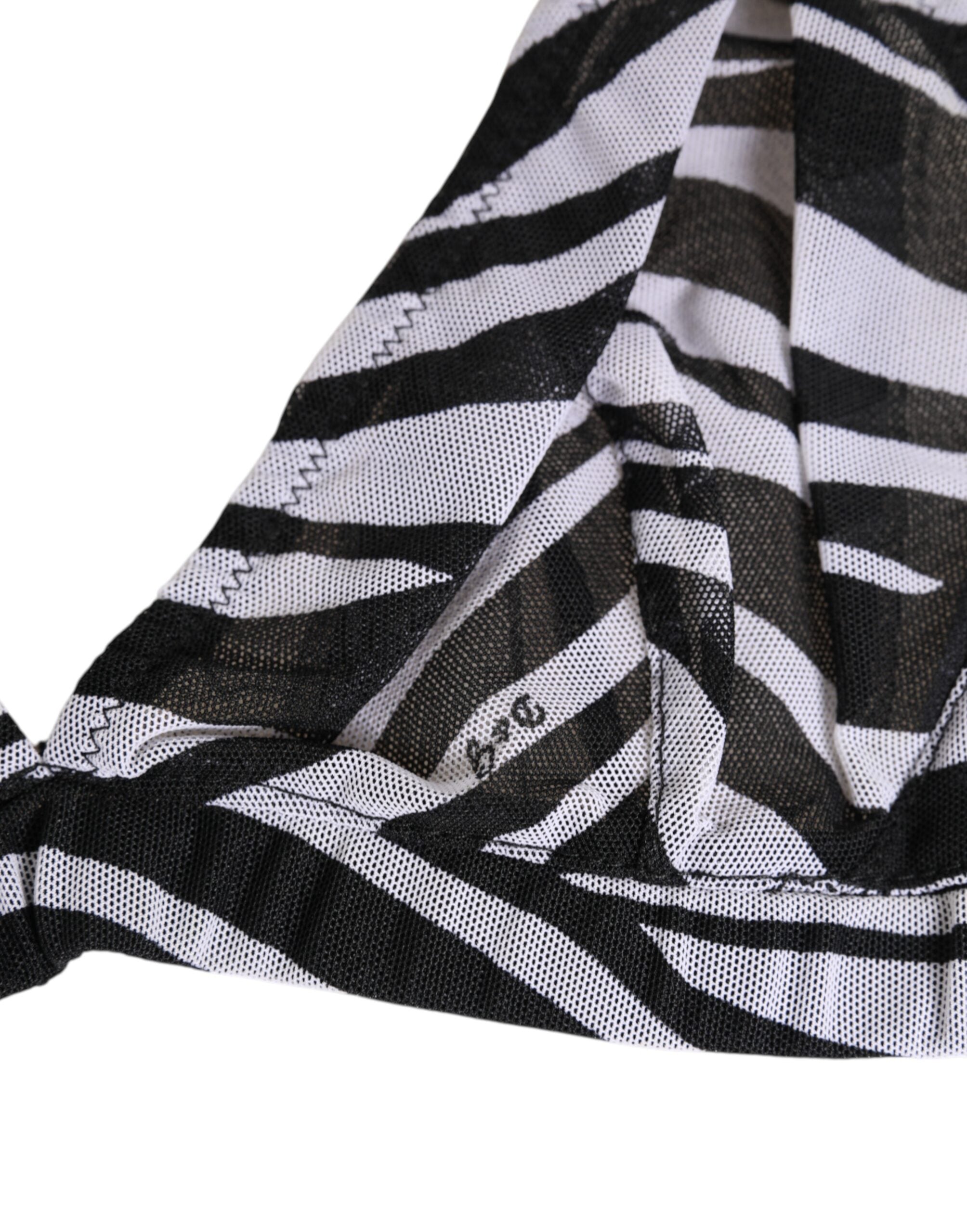 Dolce & Gabbana Black White Zebra Print Sheer Mesh Bralette Underwear