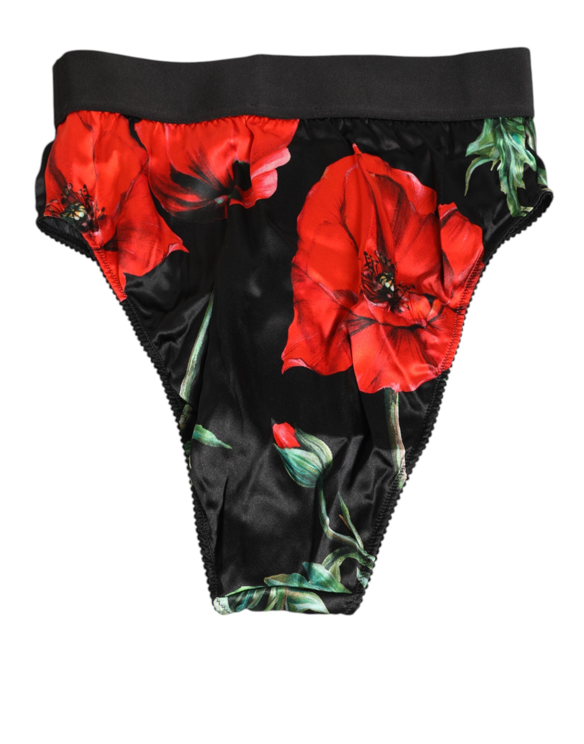 Svarta blommönster med hög midja och transparenta meshunderkläder