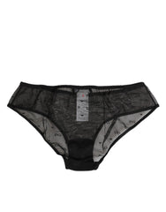 Dolce & Gabbana Black Sheer Mesh Lace Polka Dot Logo Underwear