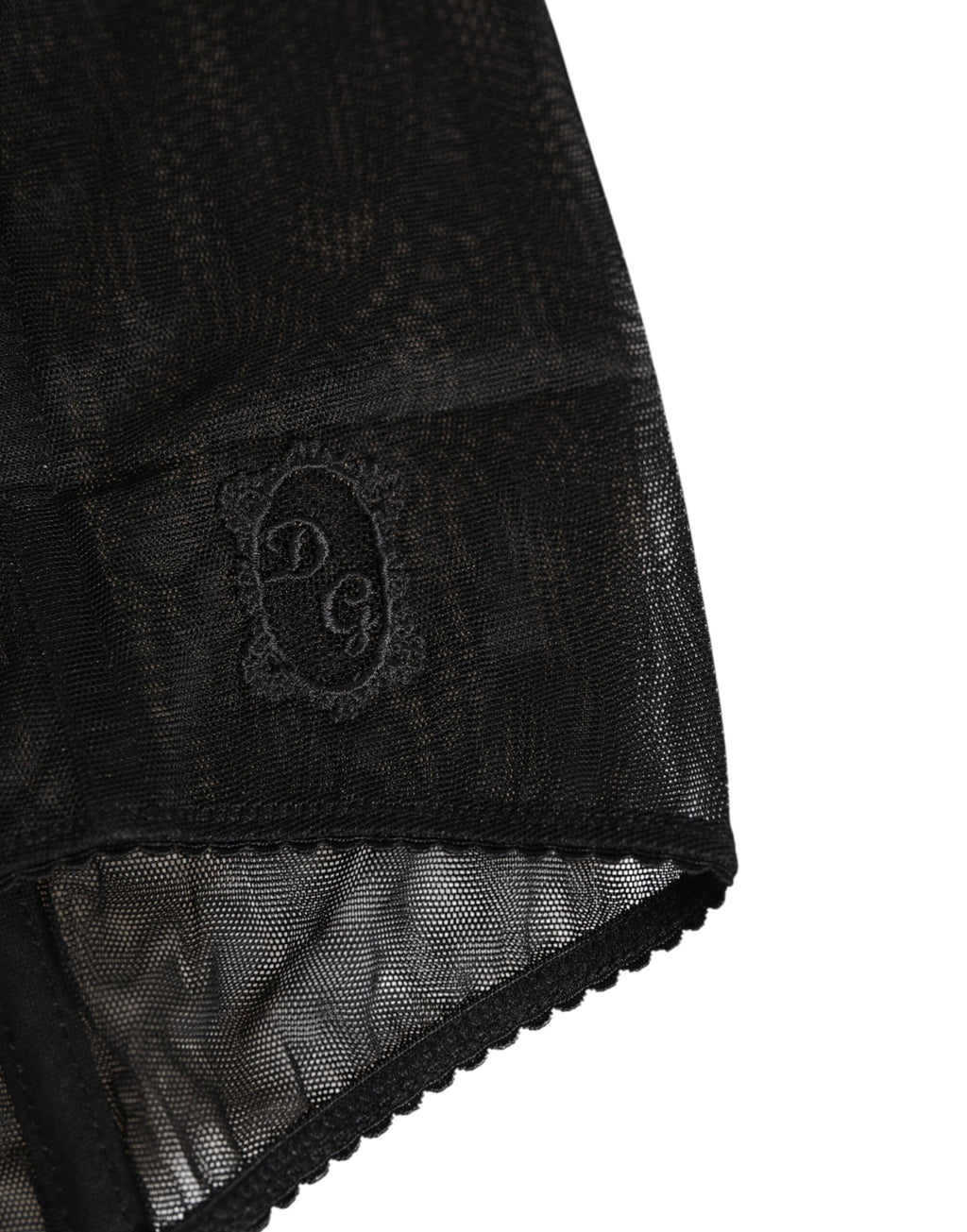 Svarta högmidjade mesh-underkläder med genomskinliga shapewear-detaljer