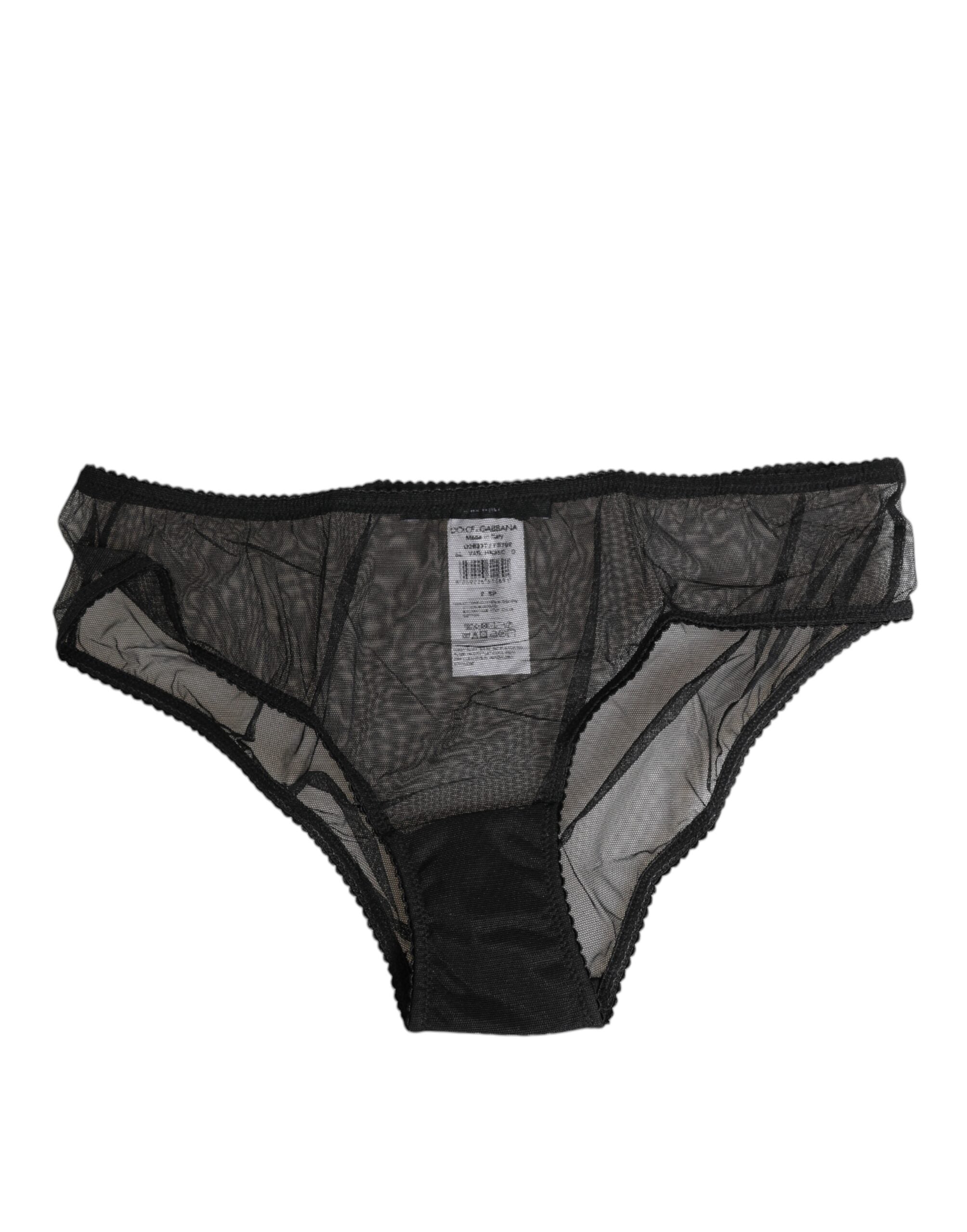 Svarta bikinitrosor i transparent mesh med spets