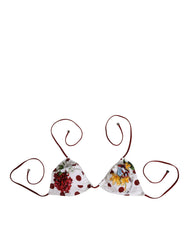 Dolce & Gabbana White Red Polka Dot Floral Print Triangle