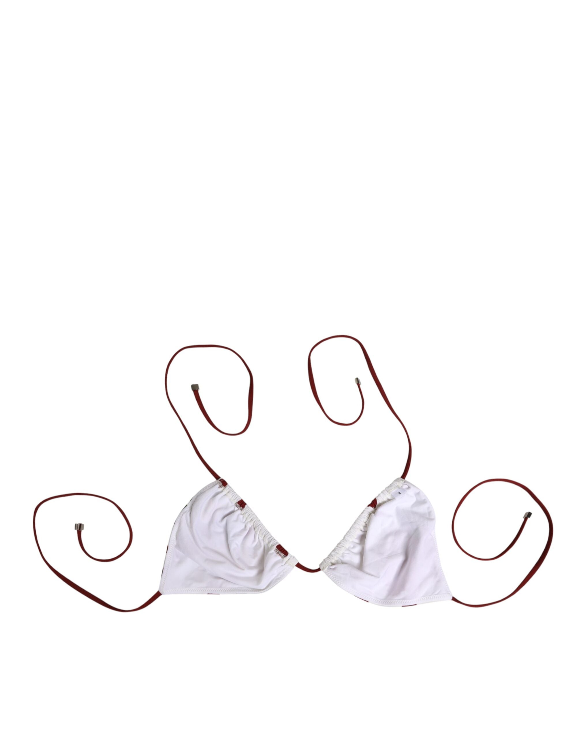 Dolce & Gabbana White Red Polka Dot Floral Print Triangle