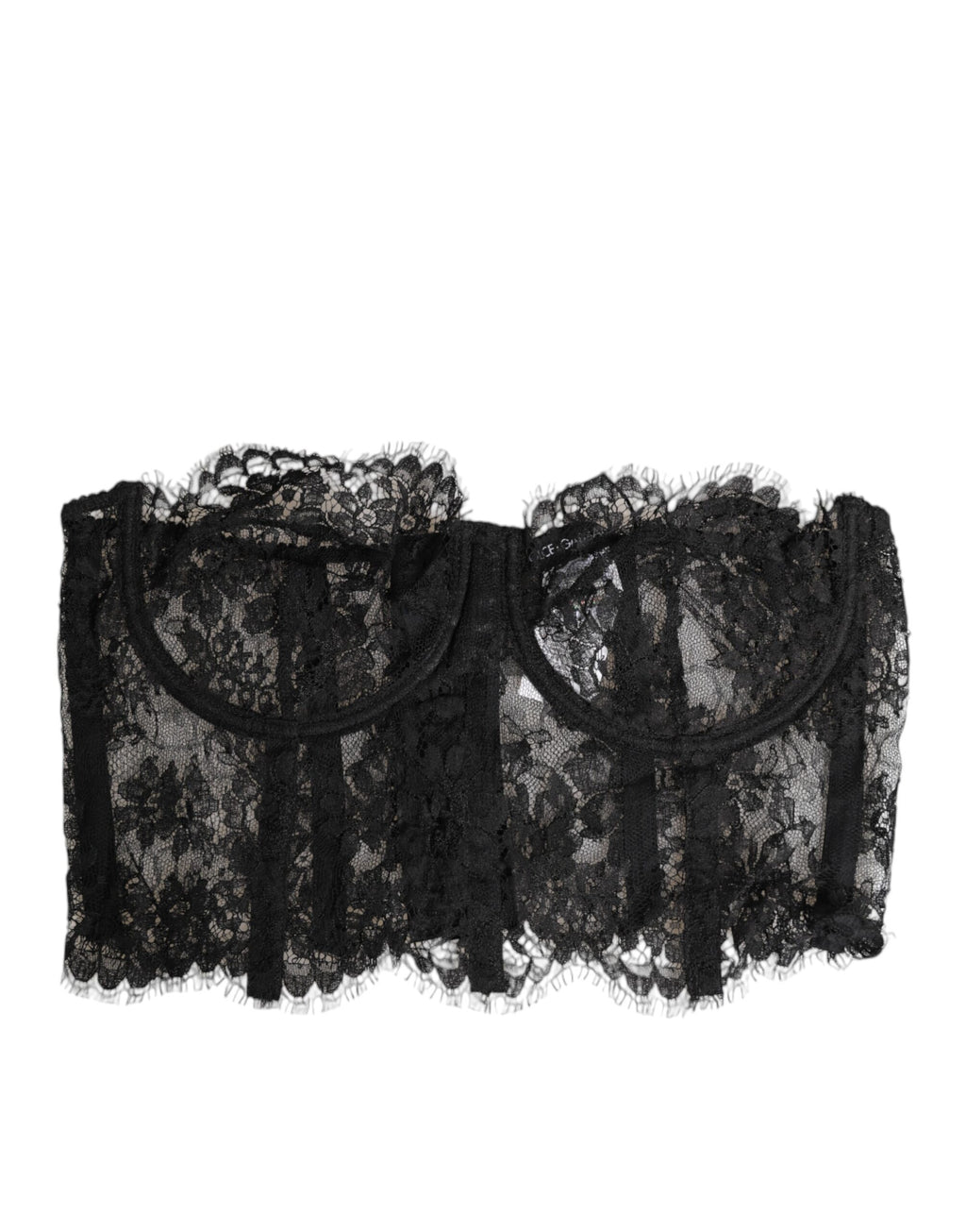 Svart blommig spetsbustier bralette-topp med underkläder