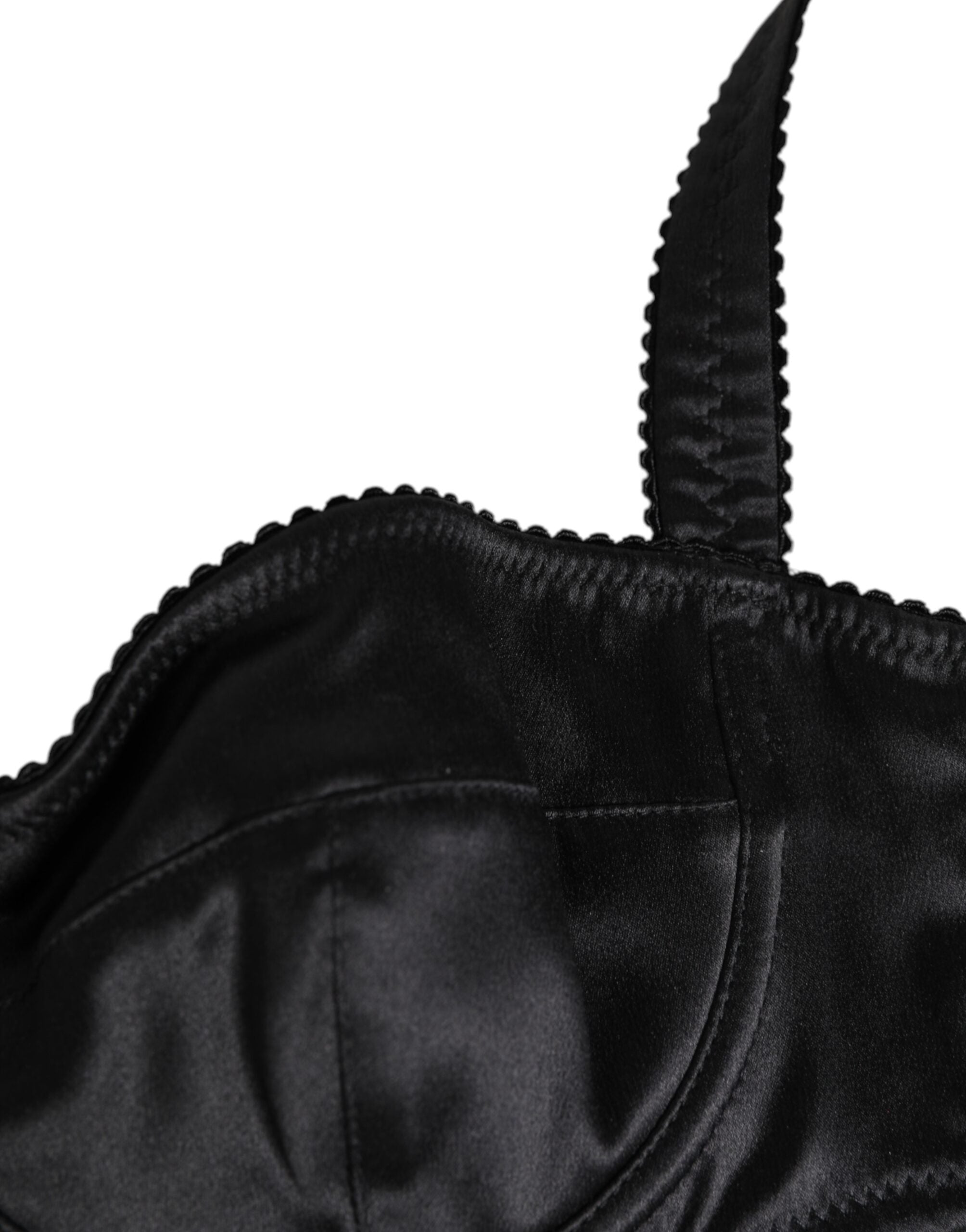 Dolce & Gabbana Black Satin Underwire Bra Lingerie IT2 Underwear
