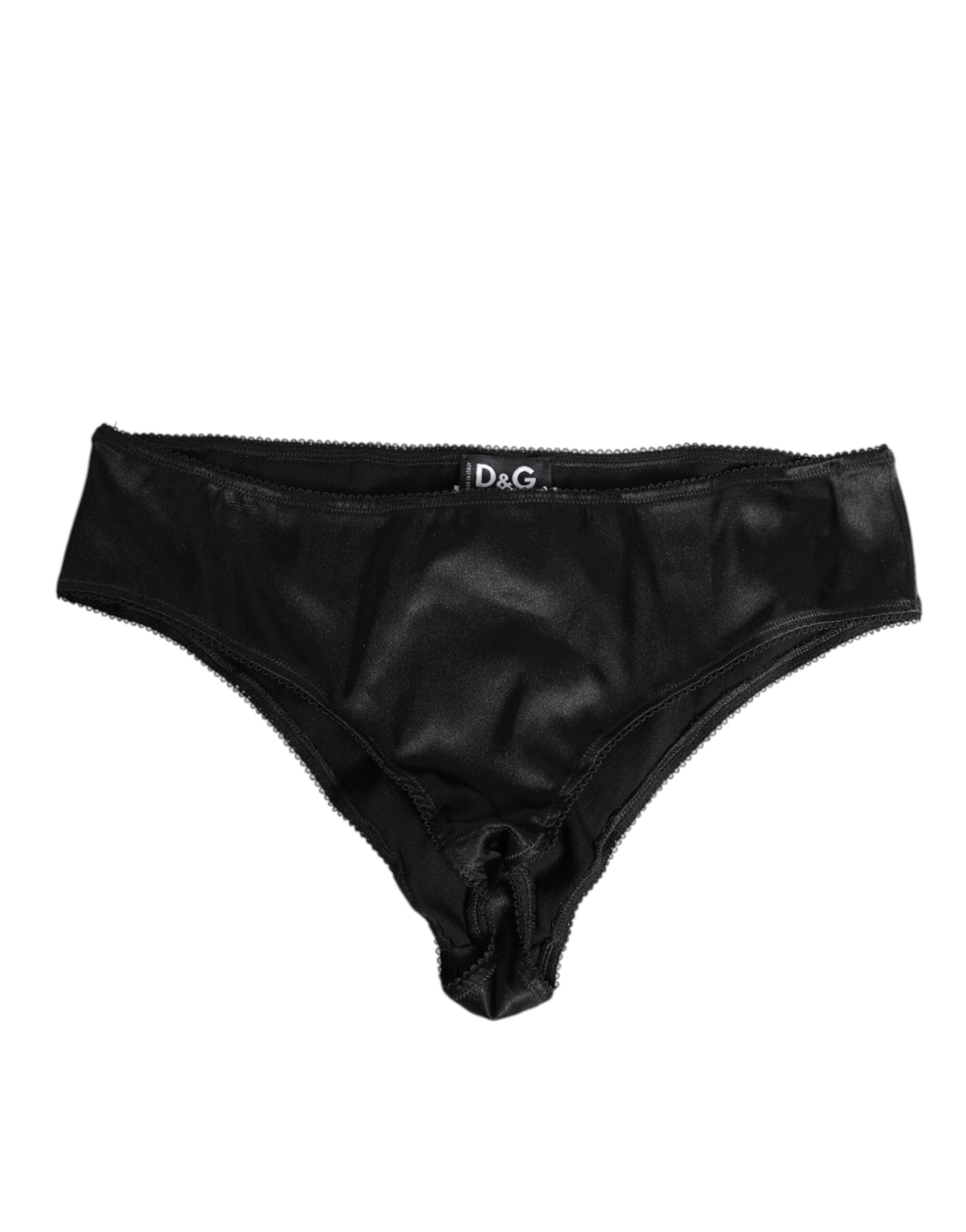 Svarta stretchiga underkläder i satin för kvinnor