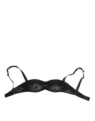Dolce & Gabbana Black Silk Satin Wireless Lingerie Bra Underwear