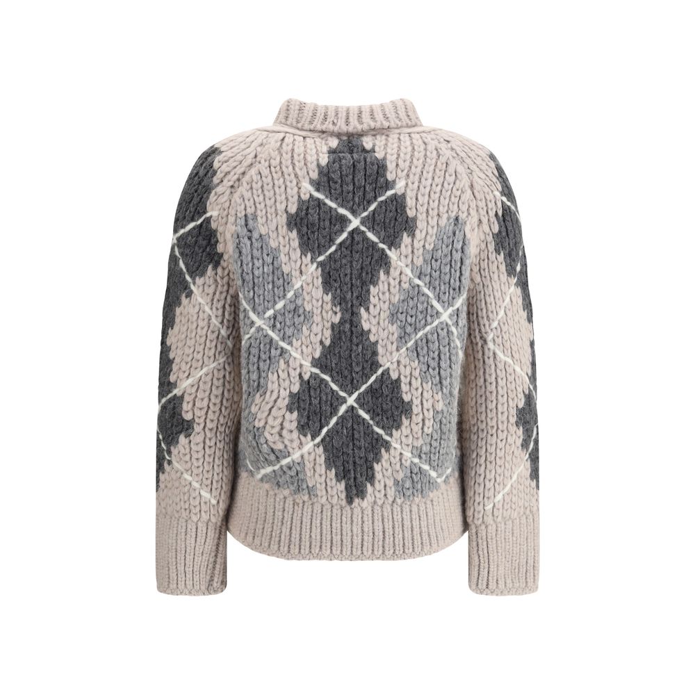 Cardigan i ull med argyle-mønster