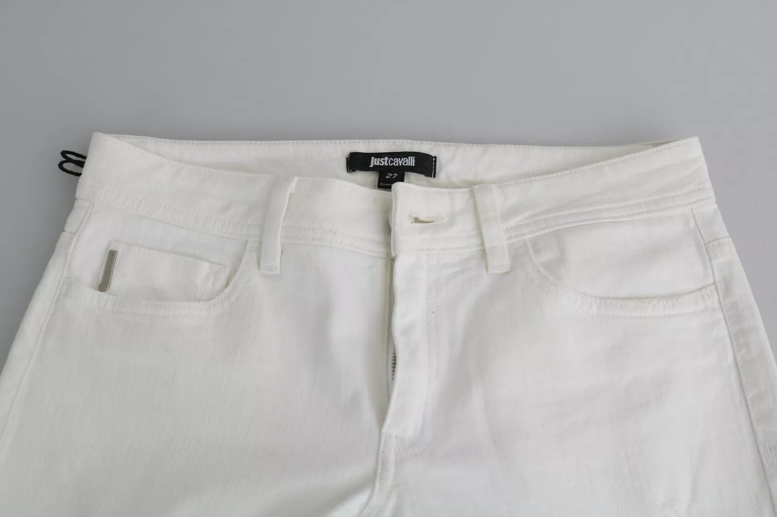 Vita bomulls slim fit med medelhög midja och skinny byxor