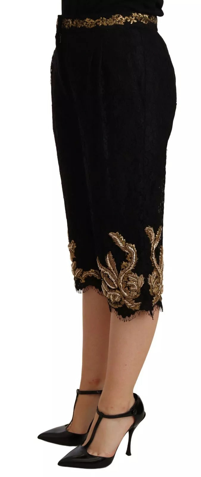 Svarta spetsguldfärgade barocka SPECIAL PIECE shorts