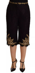 Dolce & Gabbana Black Lace Gold Baroque SPECIAL PIECE Shorts