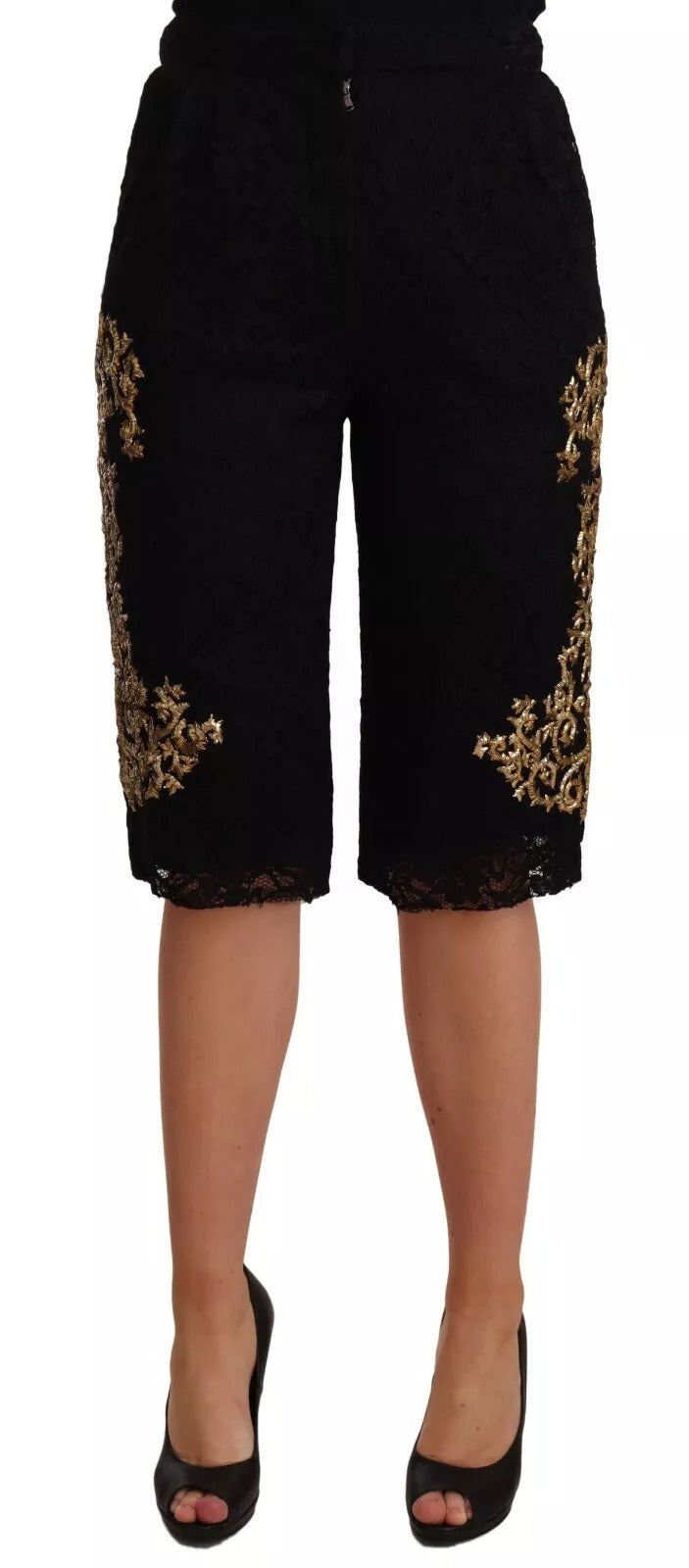 Svarta spetsguldfärgade barocka SPECIAL PIECE shorts