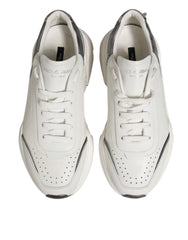 Dolce & Gabbana White Silver DAYMASTER Leather Men Sneakers Shoes