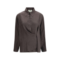 Fendi Brown Silk Dress Shirt