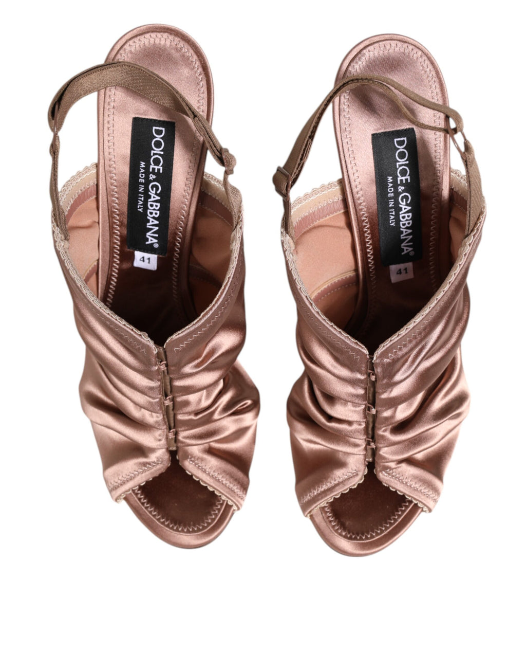 Bronsfärgade satinrundade slingback-sandaler