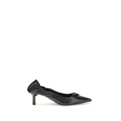 Prada Black Calf Leather Bos Taurus High Heel Pumps