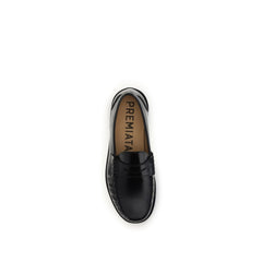 Premiata Black Calf Leather Bos Taurus Slip-On Loafers