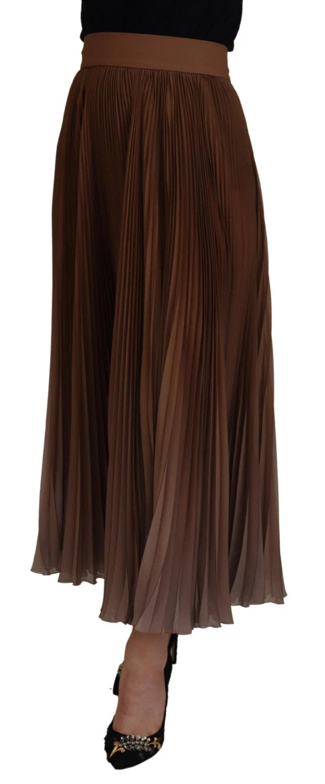 Beige Longuette Plisse Chiffong midikjol