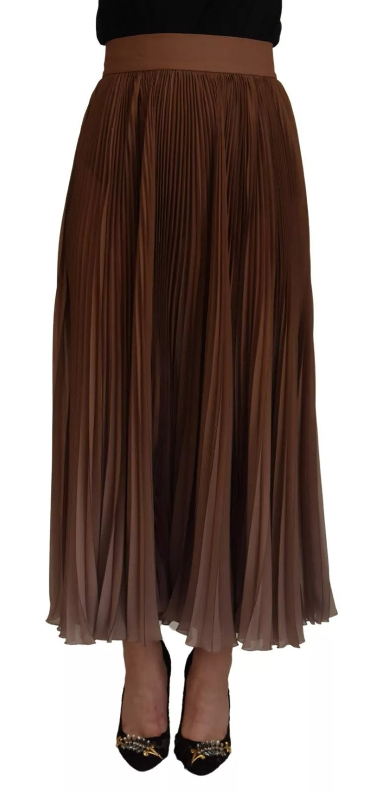Beige Longuette Plisse Chiffong midikjol