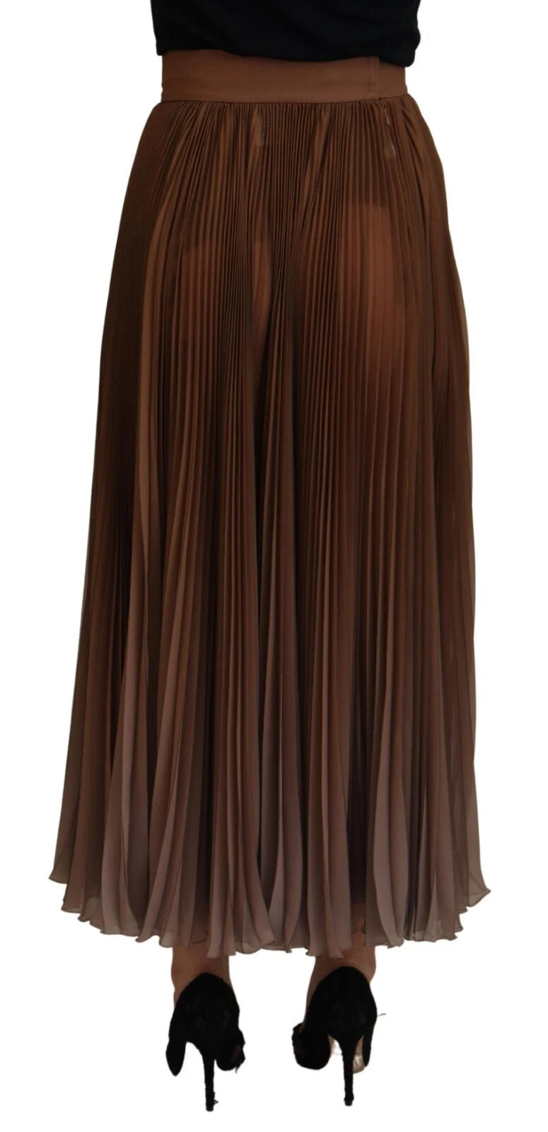 Beige Longuette Plisse Chiffong midikjol