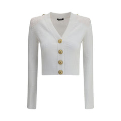 Balmain White Viscose Cardigan