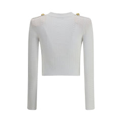 Balmain White Viscose Cardigan