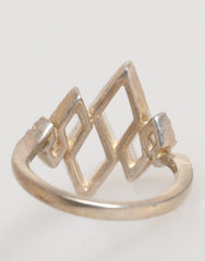 Nialaya Geometric Diamond Shape Pave CZ Crystal Jewelry Ring